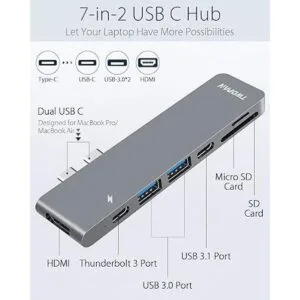 TWOPAN MacBook Pro Air Hub adaptador USB 7 en 2_3