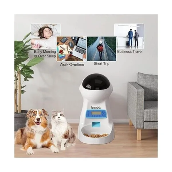 Iseebiz Comedero automático para gatos alimentador de_5