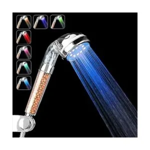 PRUGNA Cabezal de ducha LED con manguera y soporte de_2