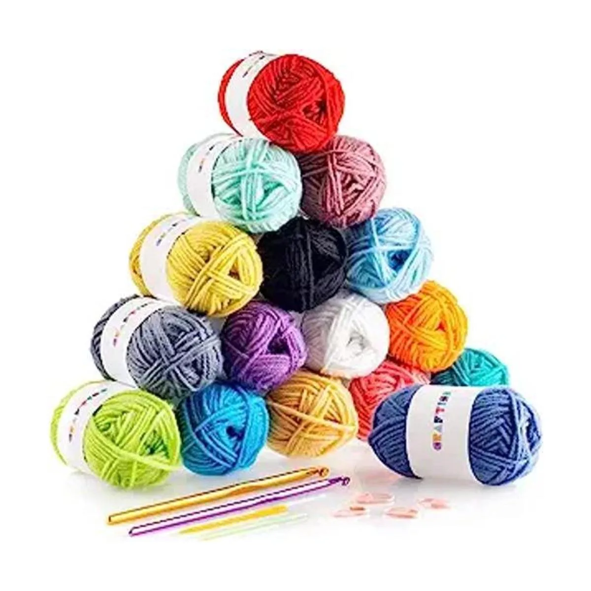 Juego de madejas de hilo acrílico de 16 x 0.71 oz con 2_1