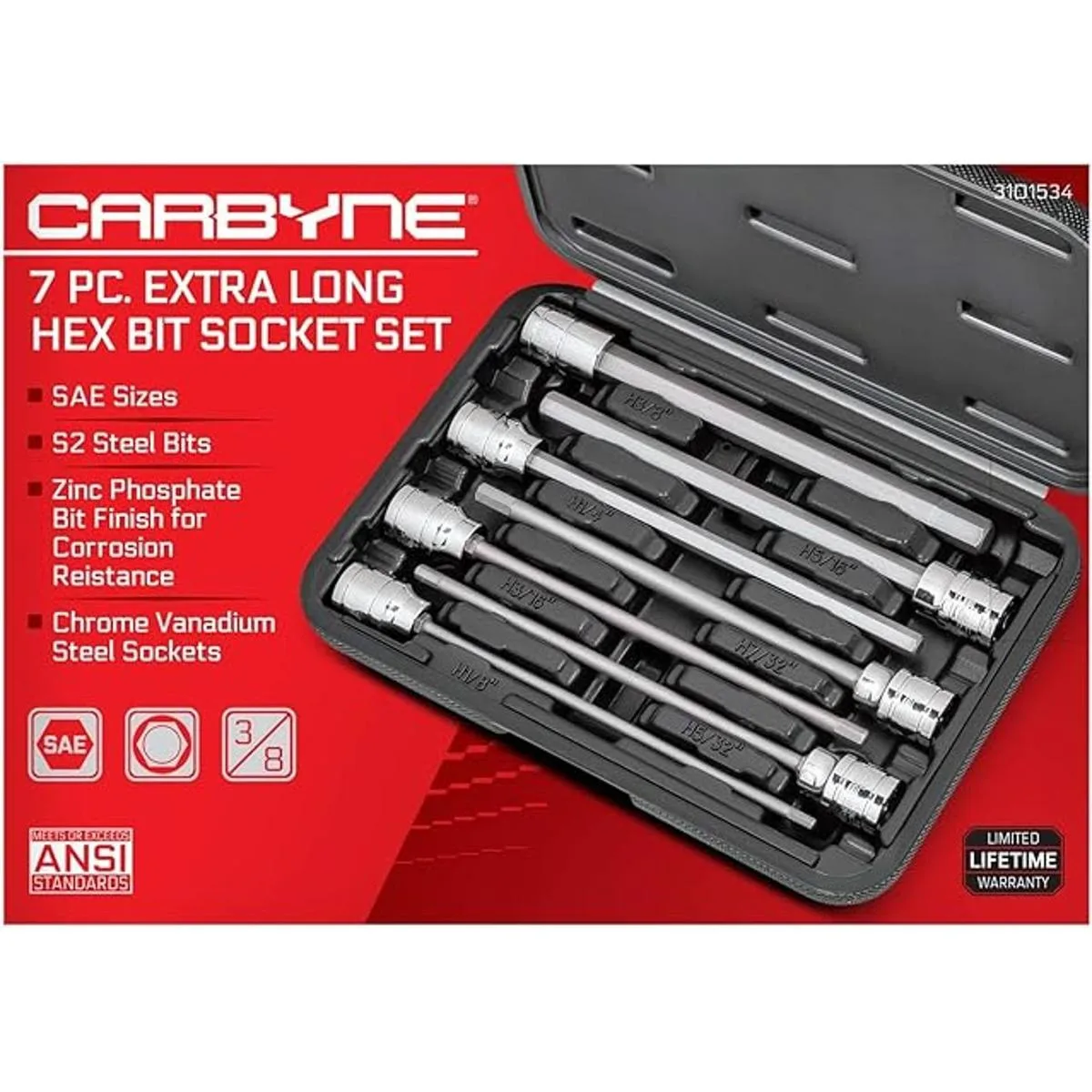 CARBYNE Juego de llaves hexagonales extra largas SAE 7_2