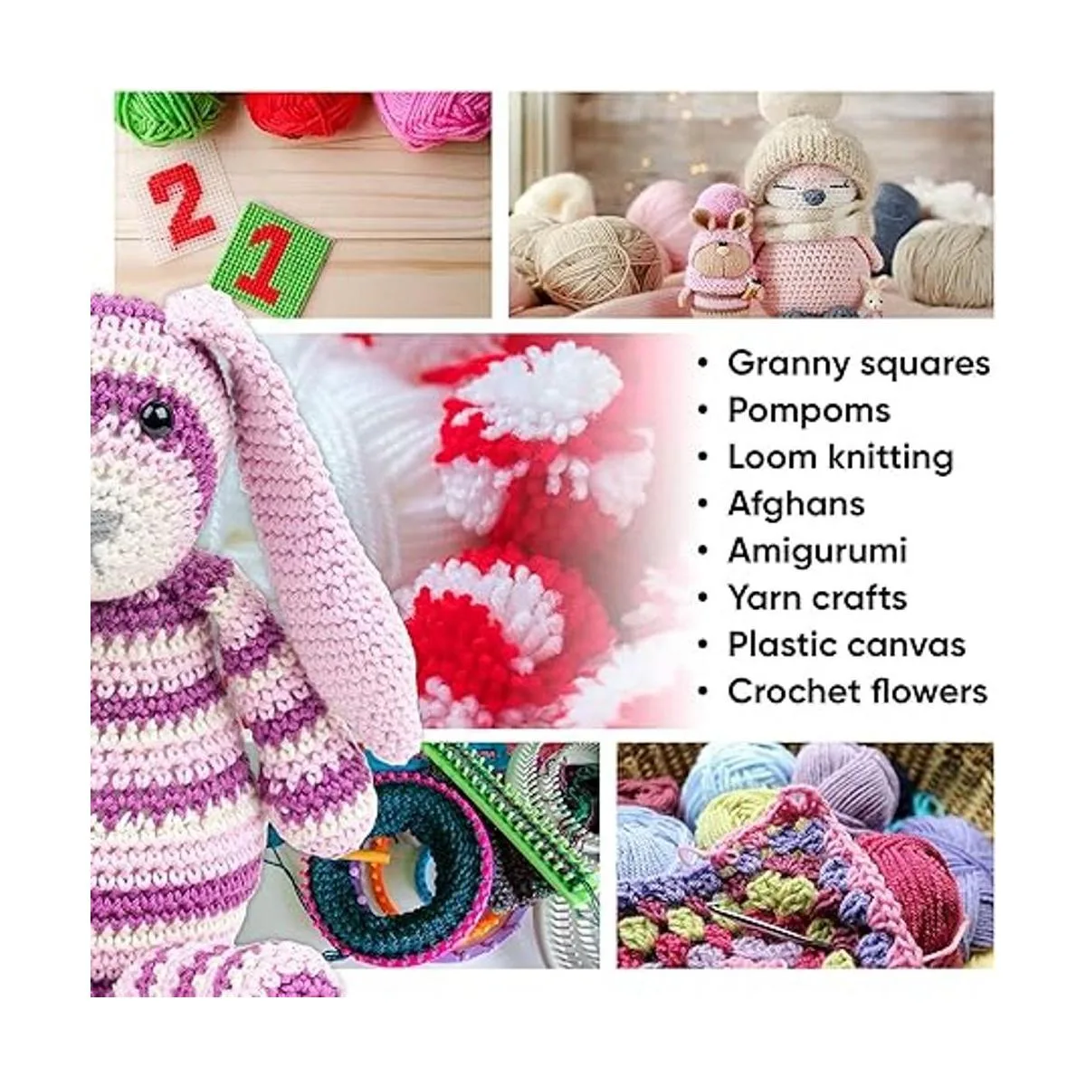 Juego de madejas de hilo acrílico de 16 x 0.71 oz con 2_6