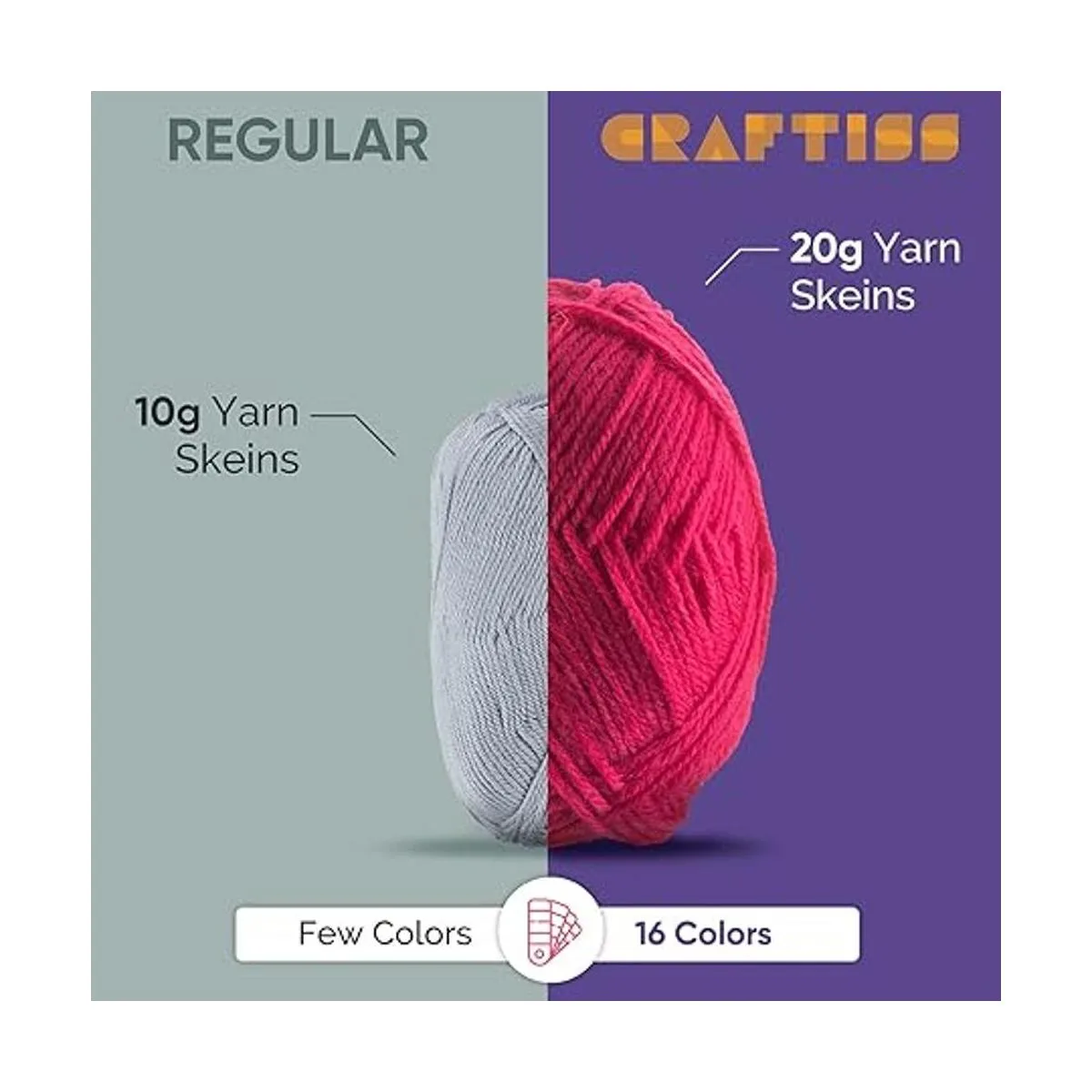 Juego de madejas de hilo acrílico de 16 x 0.71 oz con 2_2