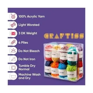 Juego de madejas de hilo acrílico de 16 x 0.71 oz con 2_4