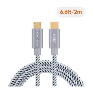Cable micro USB a USB C de 6.6 pies cable trenzado USB C_2