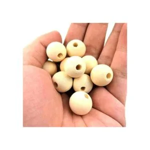Hagao Cuentas de madera natural bolas redondas sueltas de_3