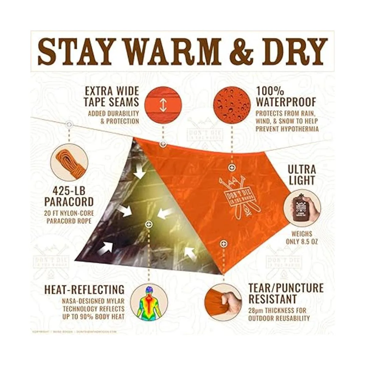 Tienda de campaña ultraligera de supervivencia para 2_3