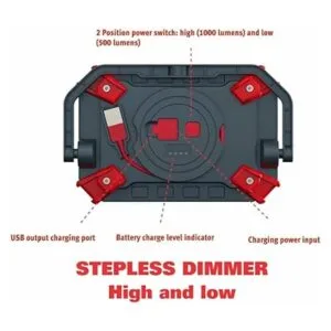 EZRED Luz de trabajo de recarga de 1000 lúmenes de_3