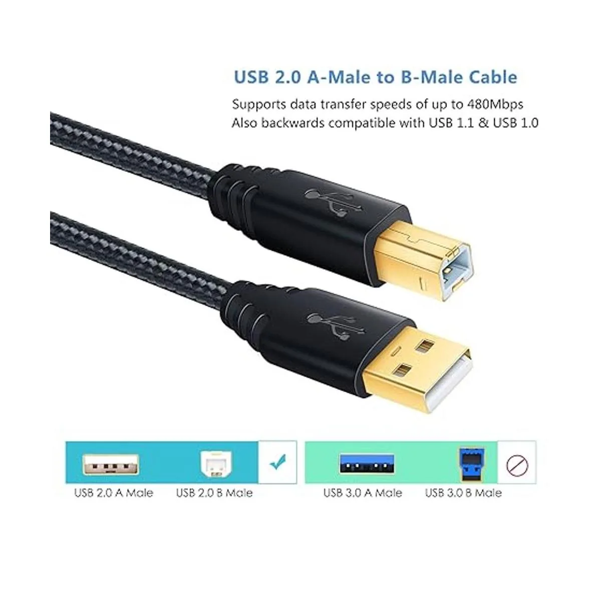 OKRAY Cable de impresora USB de 6 pies paquete de 2_5