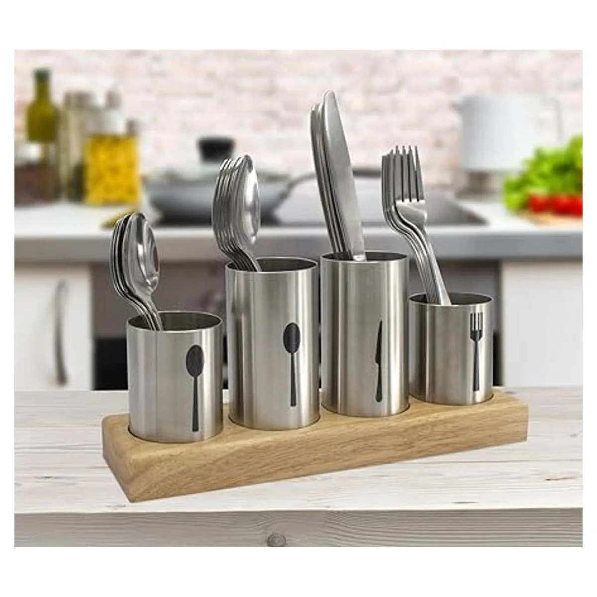 Sorbus Soporte para cubiertos con cesta para cucharas_2