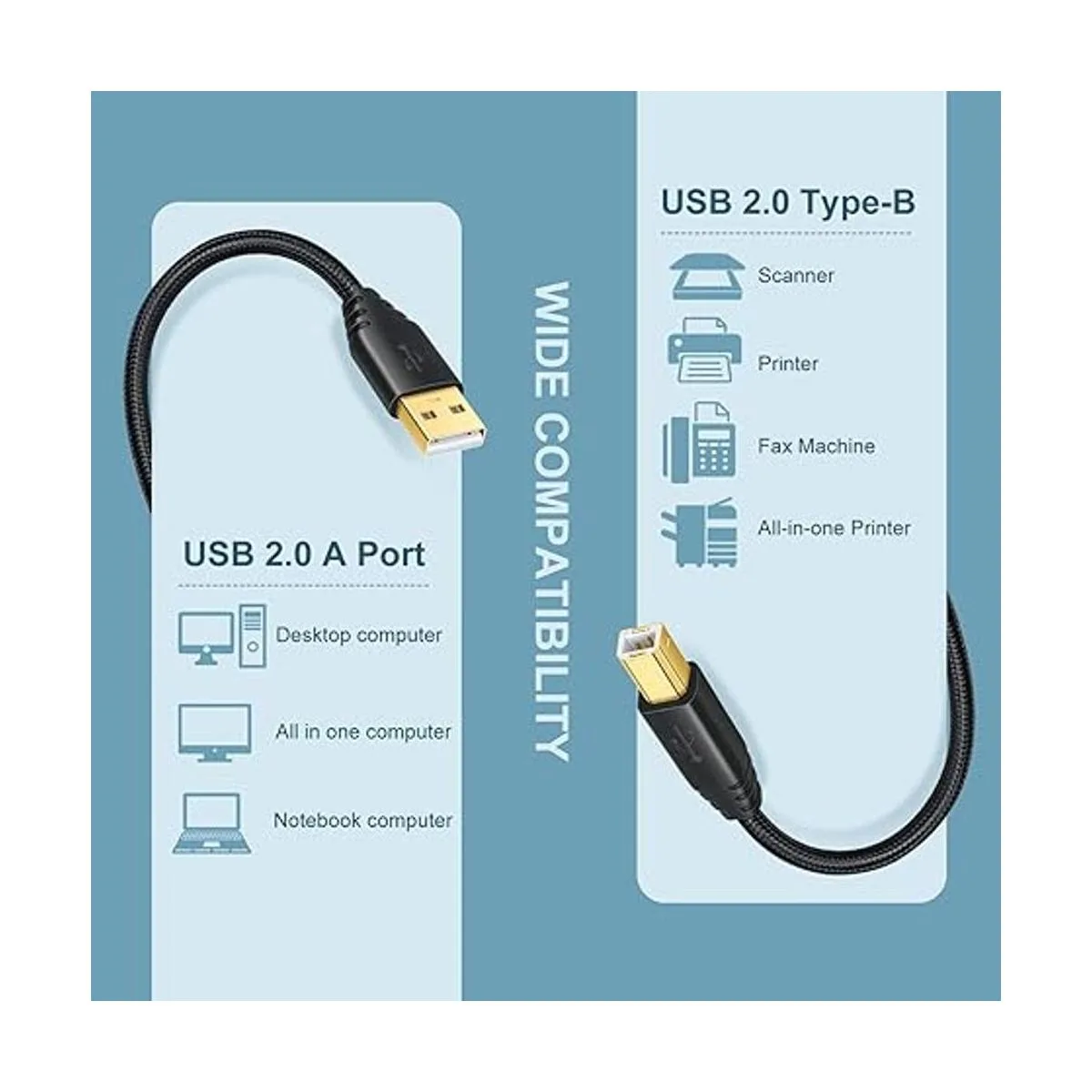 OKRAY Cable de impresora USB de 6 pies paquete de 2_6