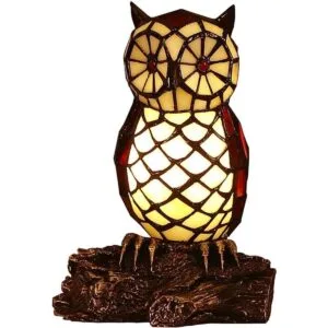 Bieye L10612 Owl on Branch Tiffany Style Lámpara de mesa_1