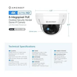 Amcrest UltraHD 4K 8MP Cámara IP POE de seguridad para_5