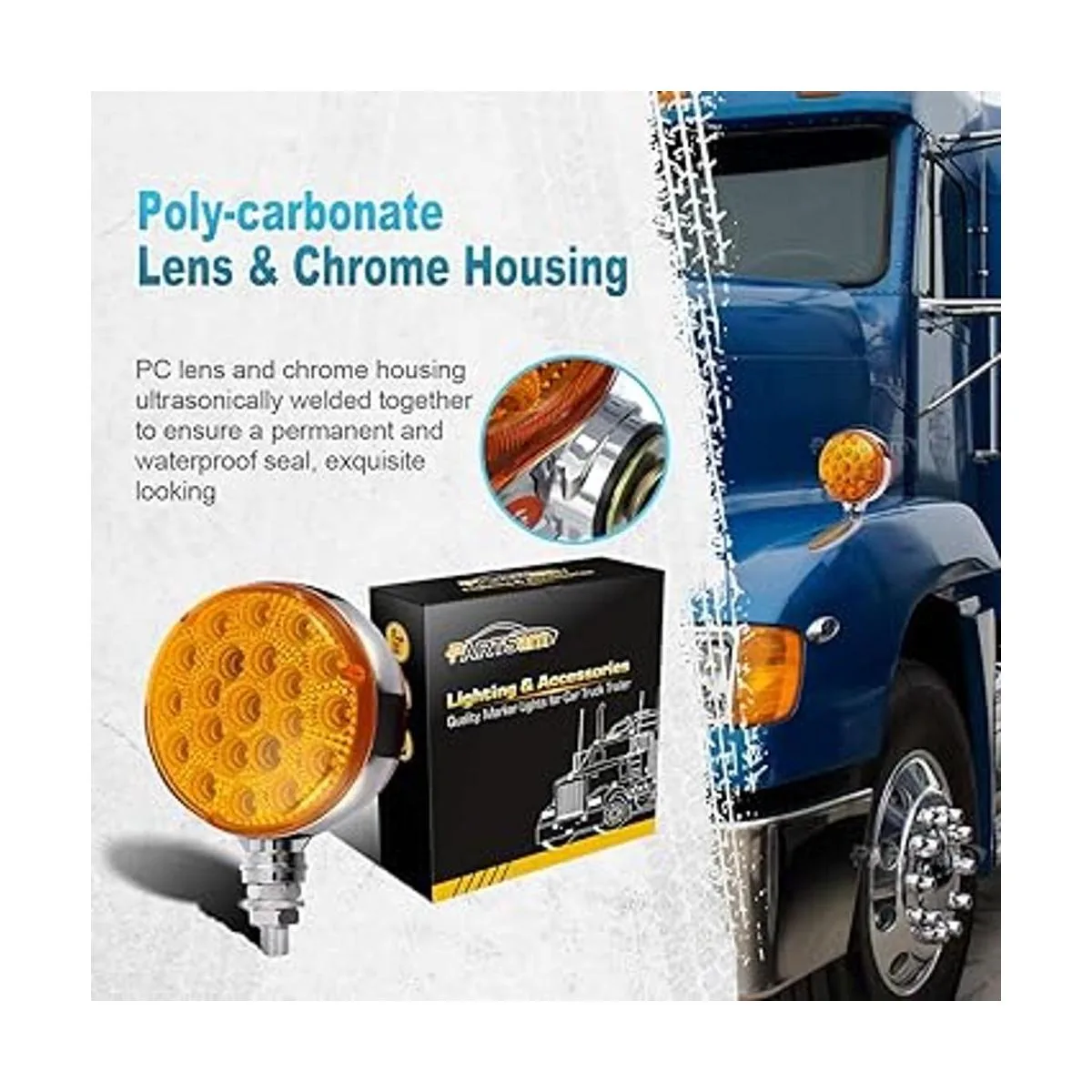 Partsam 2 luces LED redondas de doble cara para pedestal_2