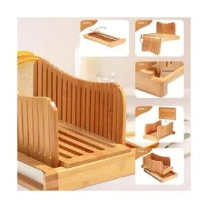 Guía de corte de pan de bambú con cuchillo 3 rebanadas de_6