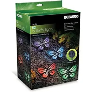 Ideaworks Juego de 4 luces LED de mariposa funciona con_1