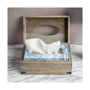 MyGift Cubierta de caja de pañuelos de madera gris_2