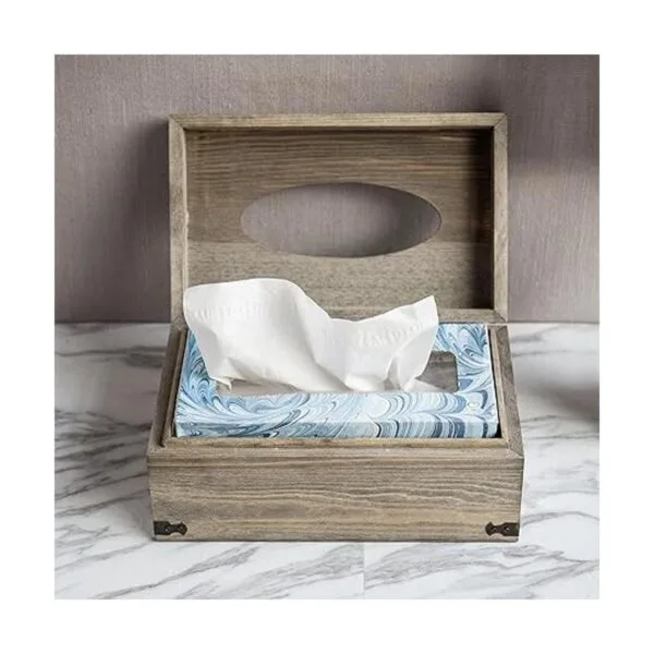 MyGift Cubierta de caja de pañuelos de madera gris_2