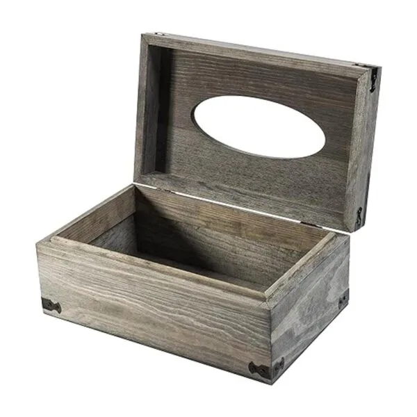 MyGift Cubierta de caja de pañuelos de madera gris_7
