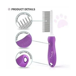 Peine desenredante para mascotas con dientes largos y_3