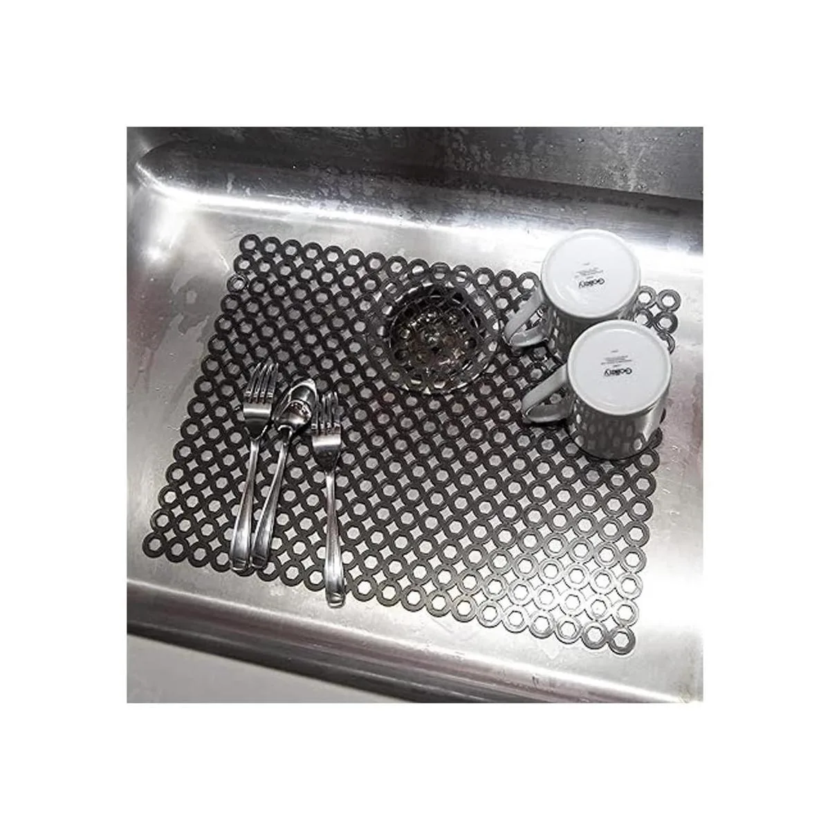 BINO Tapete protector de fregadero de cocina gris_4