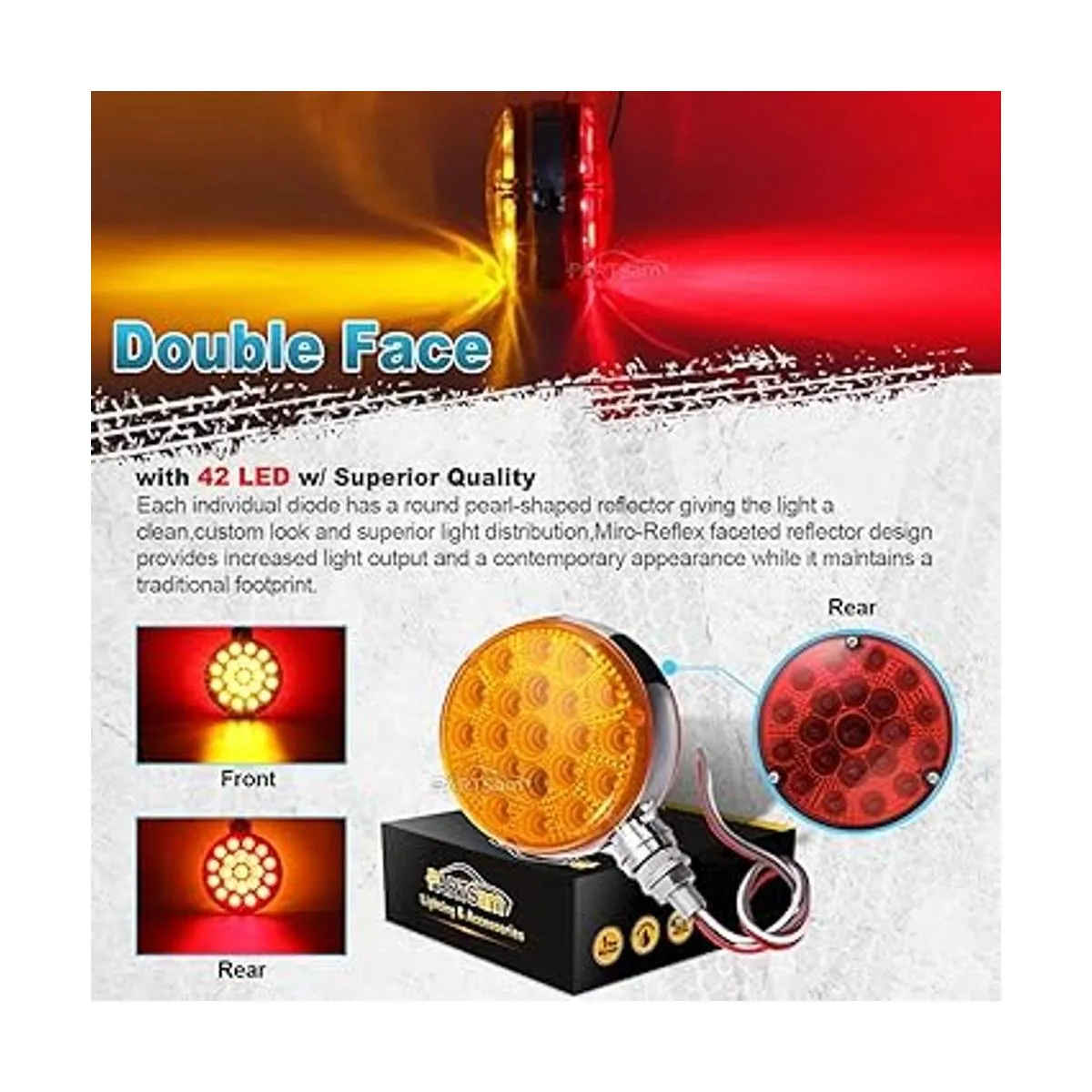 Partsam 2 luces LED redondas de doble cara para pedestal_3