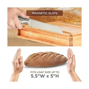 Guía de corte de pan de bambú con cuchillo 3 rebanadas de_3