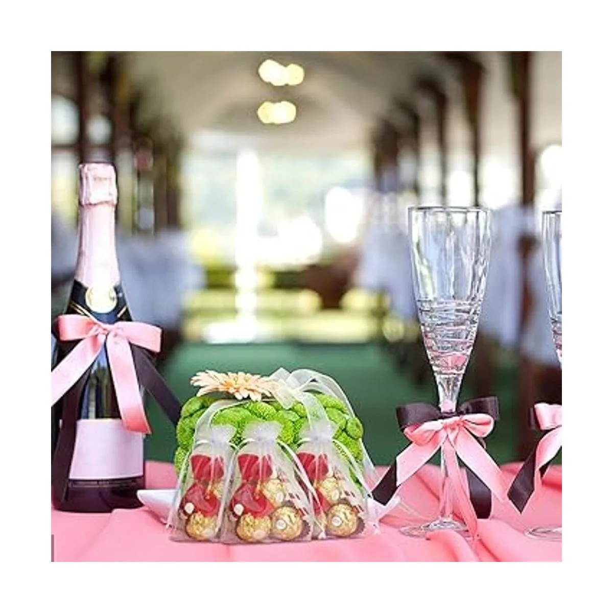 Hopttreely 100 bolsas de organza transparente de alta_4