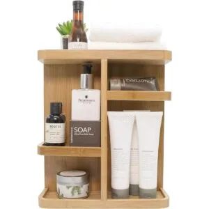 Sorbus Organizador de cosméticos de bambú de 360_3