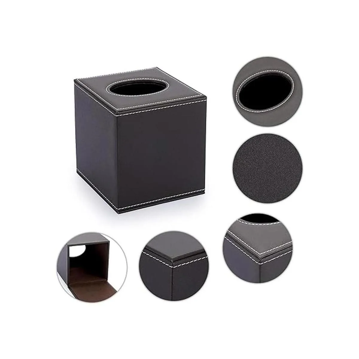 Sumnacon Funda cuadrada de cuero para caja de pañuelos_4