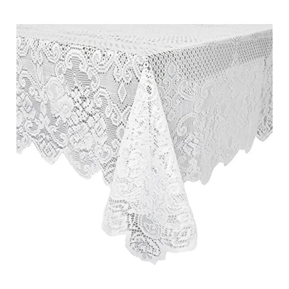 Mantel de encaje blanco para mesas rectangulares estilo_1