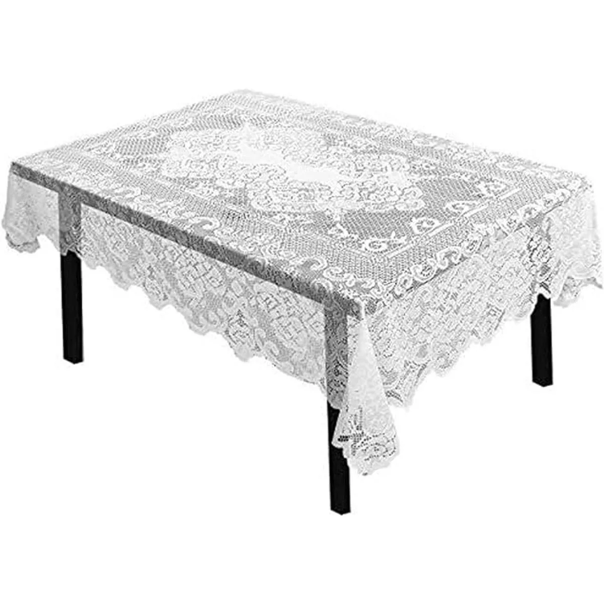 Mantel de encaje blanco para mesas rectangulares estilo_6