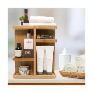 Sorbus Organizador de cosméticos de bambú de 360_4