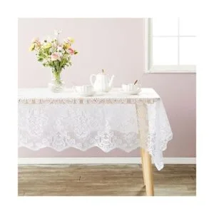 Mantel de encaje blanco para mesas rectangulares estilo_2