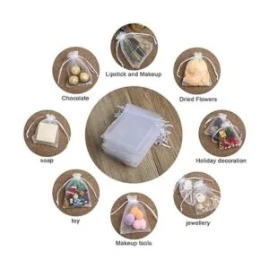 Hopttreely 100 bolsas de organza transparente de alta_5
