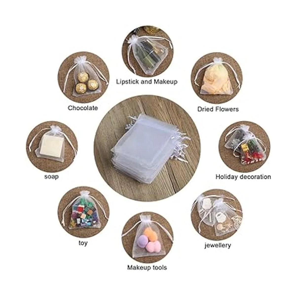 Hopttreely 100 bolsas de organza transparente de alta_5