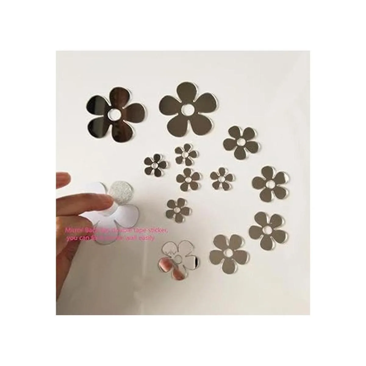 Juego de 50 pequeñas flores calcomanía de espejo tamaños_4