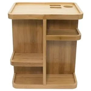 Sorbus Organizador de cosméticos de bambú de 360_6