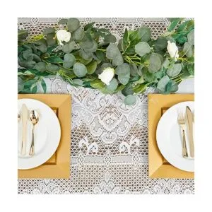 Mantel de encaje blanco para mesas rectangulares estilo_4