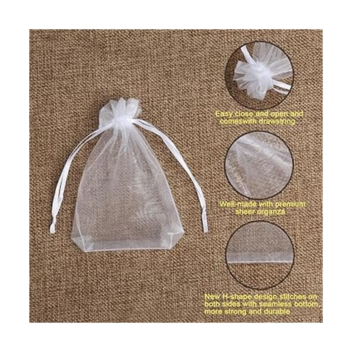 Hopttreely 100 bolsas de organza transparente de alta_2