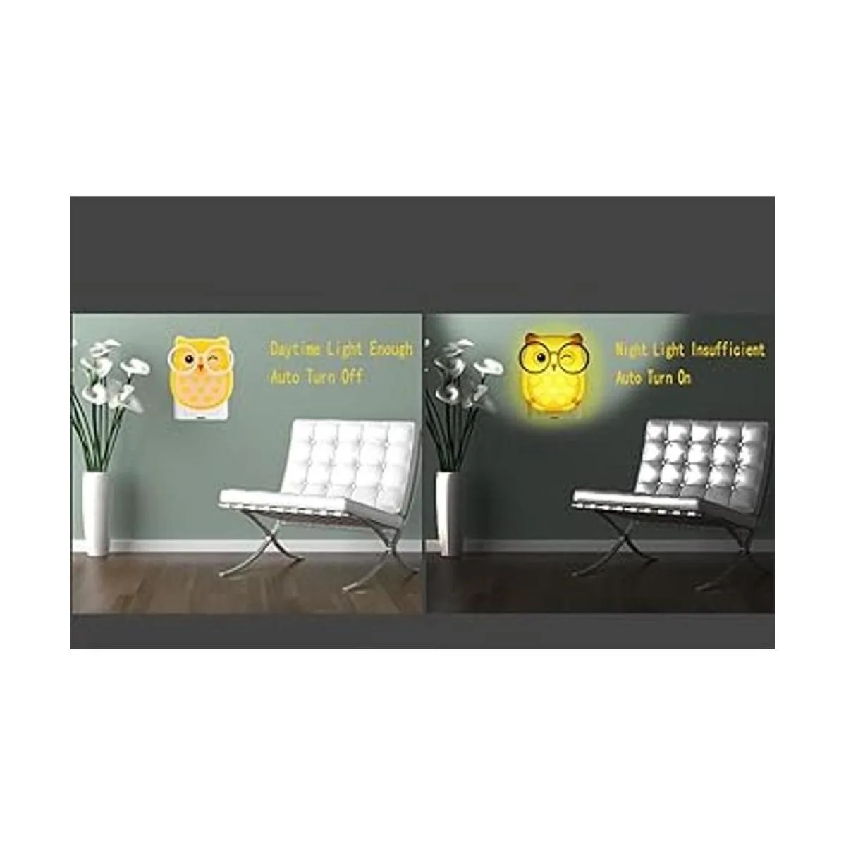 2 luces LED con forma de búho para niños Lámpara de_5