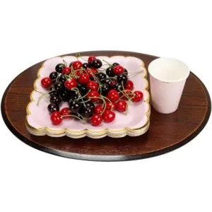 Geeklife Platos de papel dorado para fiesta con borde_4