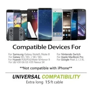 Cable de carga USB tipo C cable USB C de 15 pies de largo_4