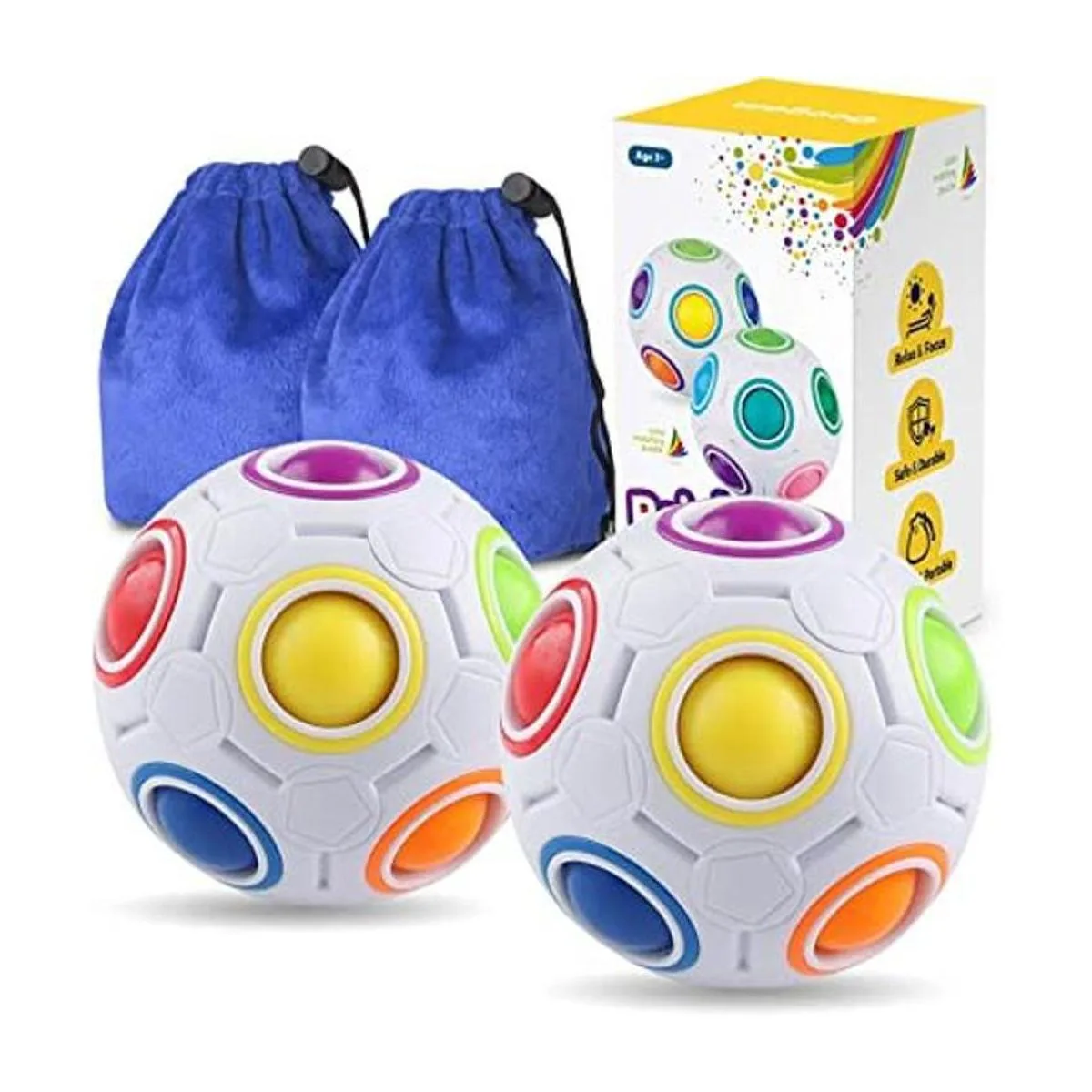 Coogam Juego de 2 bolas de rompecabezas de arcoíris con_1