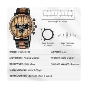 BOBO BIRD Relojes de madera para hombre con estilo de_5
