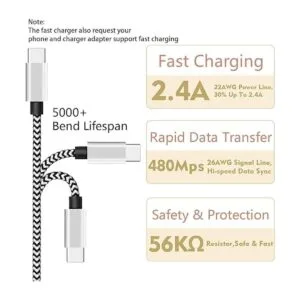 Cable de carga USB tipo C cable USB C de 15 pies de largo_3
