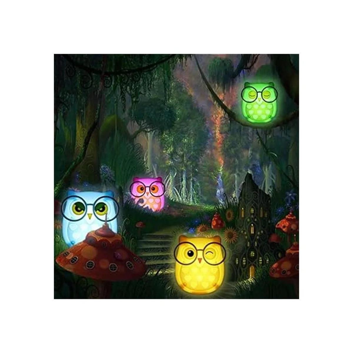 2 luces LED con forma de búho para niños Lámpara de_7