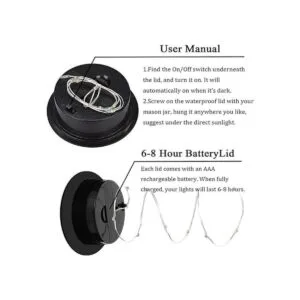 Paquete de 6 luces para tarros de masón 10 luces LED_2