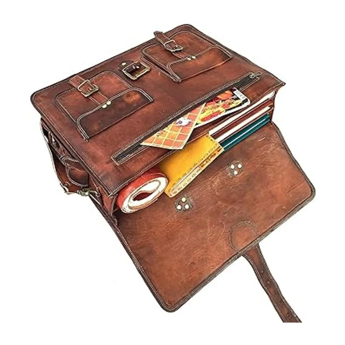 DHK Bolso bandolera de cuero para computadora de 18.0 in_4