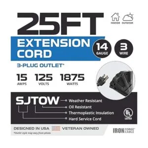 Cable de extensión resistente al aceite negro de 25 pies_2